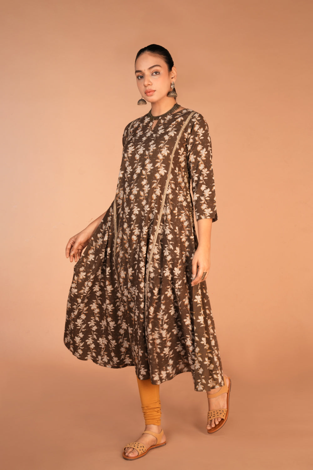 Image of Fern green Bagru cotton handblock printed kurta